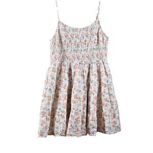 American Eagle Size Large Sun Dress Mini Cream Rose Blue